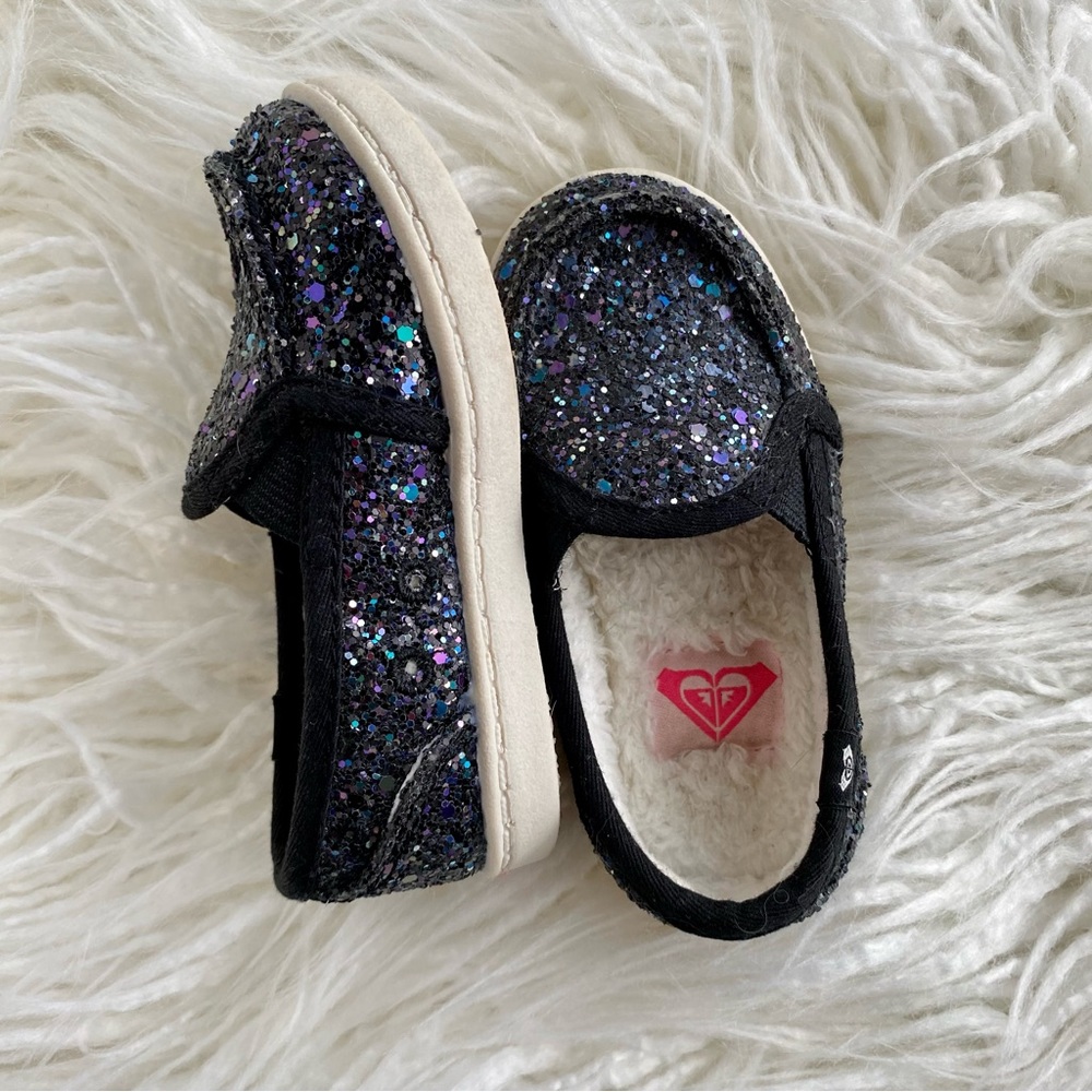 Roxy Toddler Girls Grey Glitter Lido Slip-On Sneaker Shoes Size 5